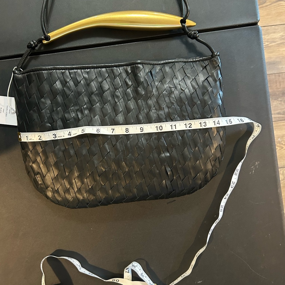 Walter Baker Hazel Hobo Woven Leather Black Gold Tone Handle Crossbody NWT - Picture 4 of 9